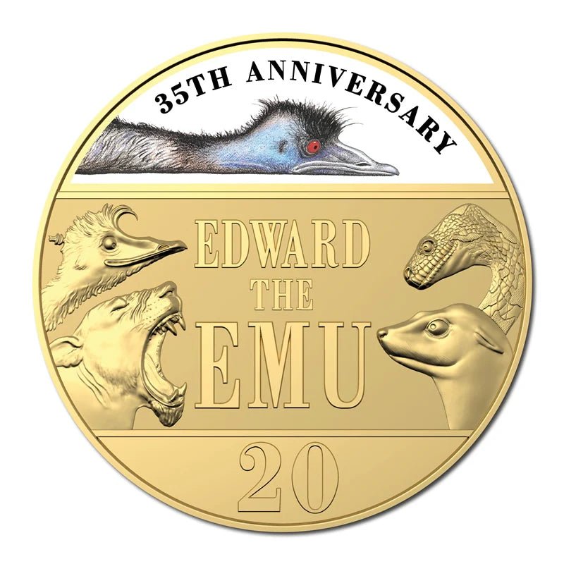 2023 20c 35th Anniversary of Edward the Emu Gold - Plated Deluxe Ed Book - Nova Coins