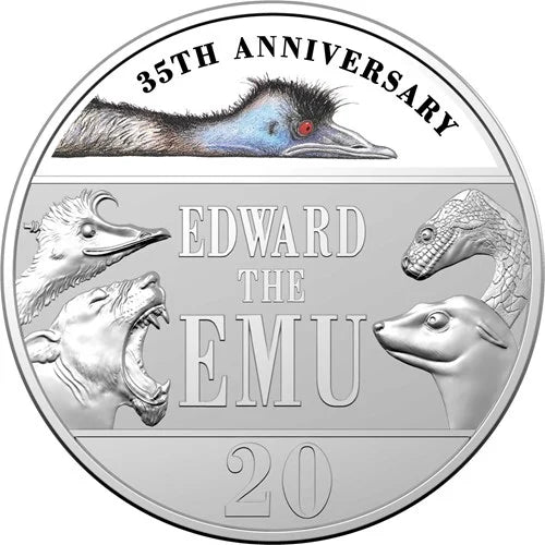 2023 20c Edward the Emu 35th Anniversary Coloured Coin in Card - Nova Coins