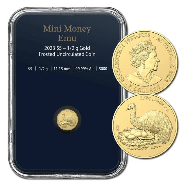 2023 $5 Mini Money Emu 0.5g Gold Frosted UNC - Nova Coins