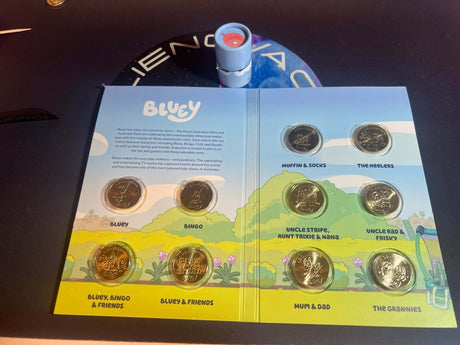 2024 $1 BLUEY COIN SET IN FOLDER - OPENED TUBE - Nova Coins