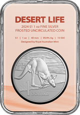 2024 $1 Kangaroo Series Desert Life 1oz Silver Frosted UNC - Nova Coins