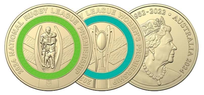 2024 $2 NRL AND NRLW COLOURED Uncirculated Pair - Nova Coins