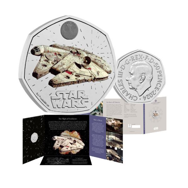 2024 50p Star Wars Millennium Falcon Coloured BUNC Coin - Nova Coins