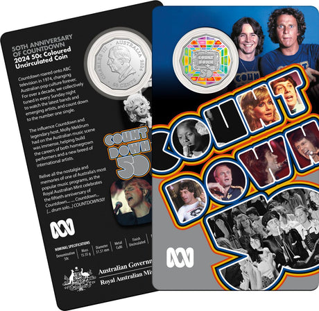 2024 50th Anniversary of Countdown 50c Coloured Uncirculated Coin - Nova Coins