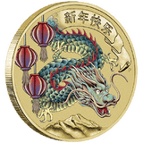2024 Happy Chinese New Year AlBr $1 Perth Mint Stamp & Coin PNC - Nova Coins