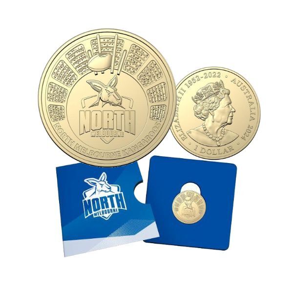 2024 North Melbourne Kangaroos Football Club AFL $1 Uncirculated Coin in Card - Nova Coins