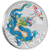 2024 Perth ANDA 1oz Year of the Dragon Silver Teal Coloured Coin - Nova Coins