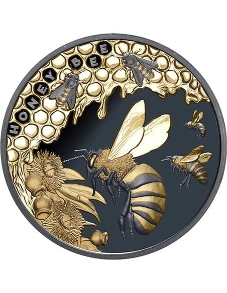 2025 $1 1oz Honey Bee Gilded Black Silver Proof Coin - Nova Coins