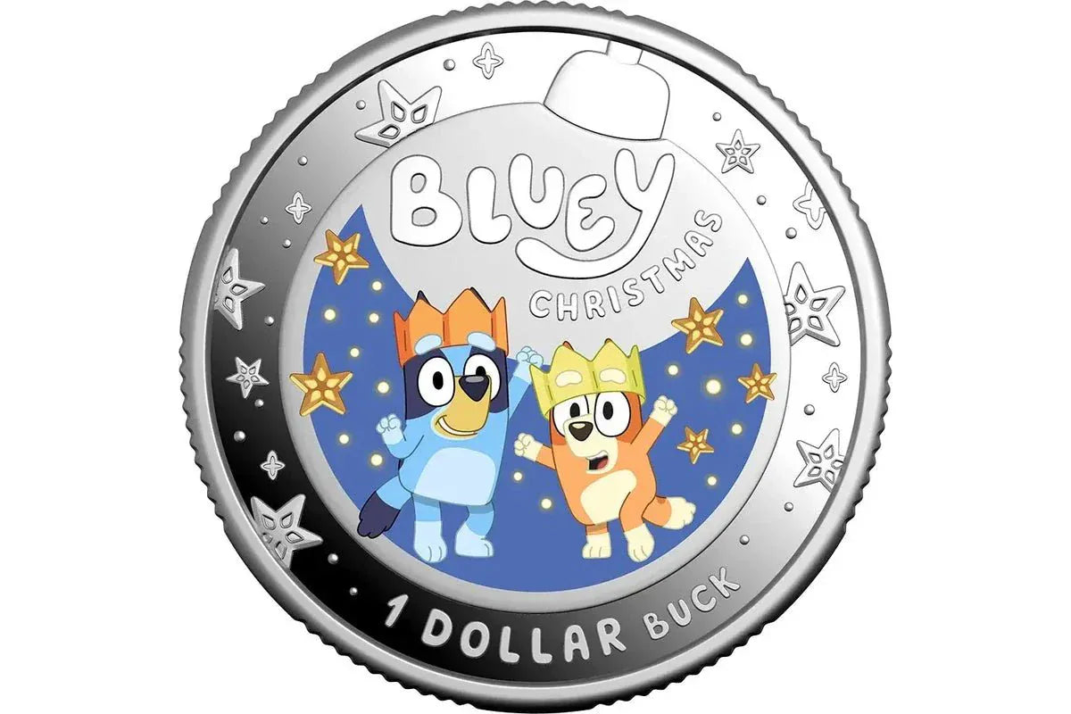 2025 $1 Bluey Christmas Coloured Fine Silver Proof Coin - Nova Coins
