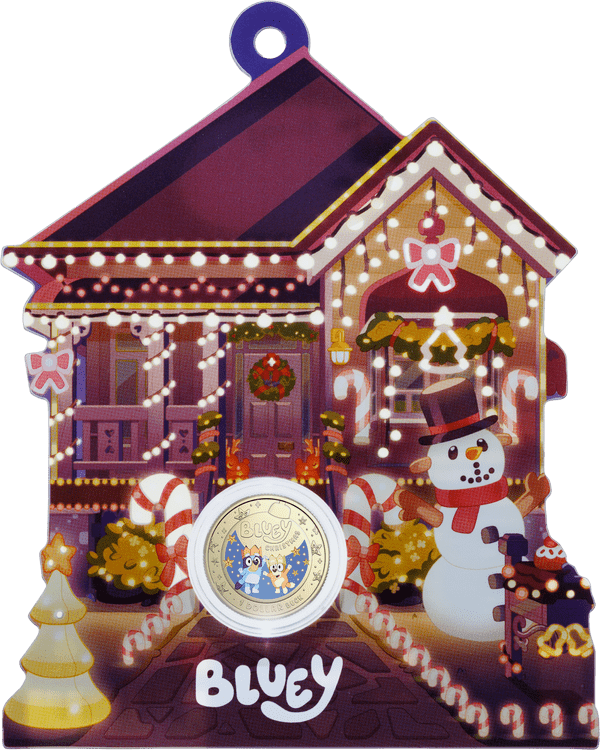 2025 $1 Coloured Uncirculated Coin – Bluey Christmas - Nova Coins