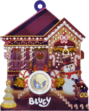 2025 $1 Coloured Uncirculated Coin – Bluey Christmas - Nova Coins