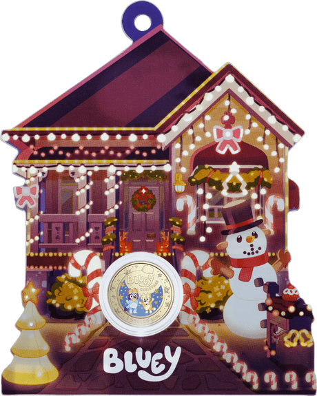2025 $1 Coloured Uncirculated Coin – Bluey Christmas - Nova Coins
