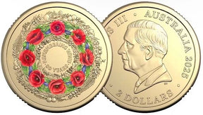 2025 $2 Remembrance 80th Ann of WWII poppy wreath Coin - Nova Coins