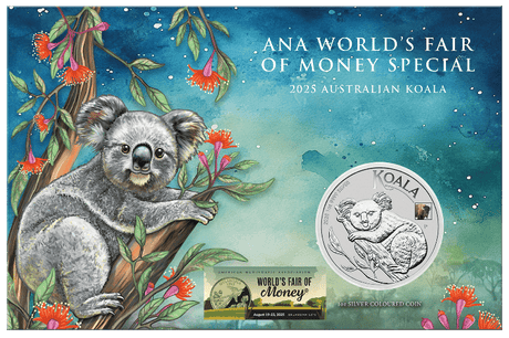 2025 ANA World’s Fair of Money Australian Koala $1 Privy Mark 1oz Silver Brilliant Uncirculated Coin - Nova Coins