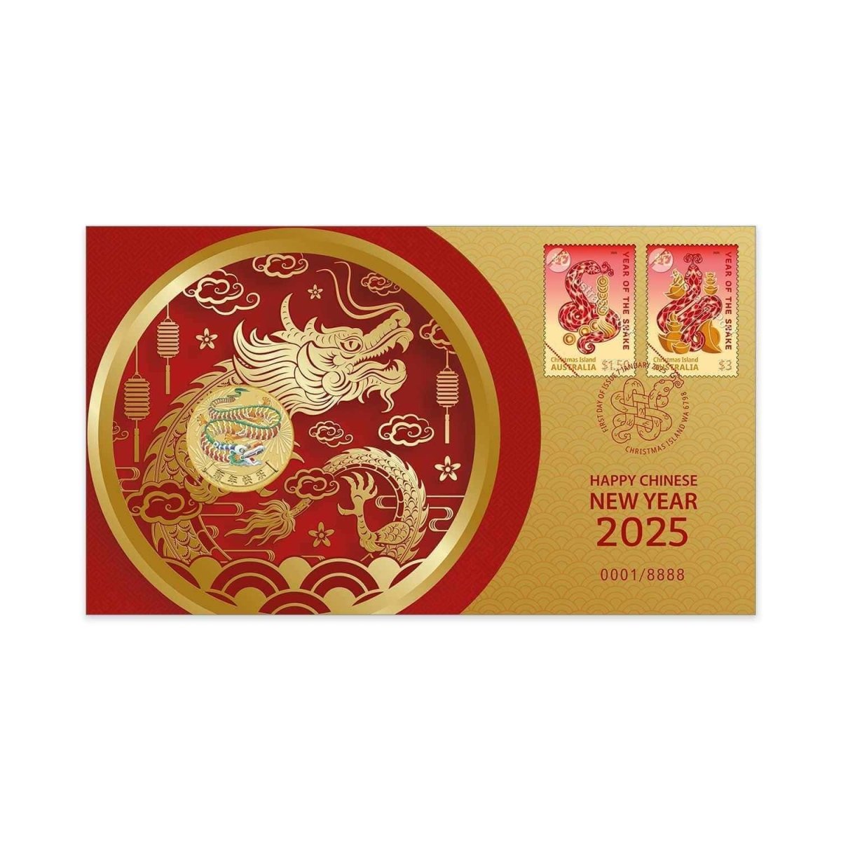 2025 Christmas Island Lunar New Year of the Dragon $1 PNC - Nova Coins