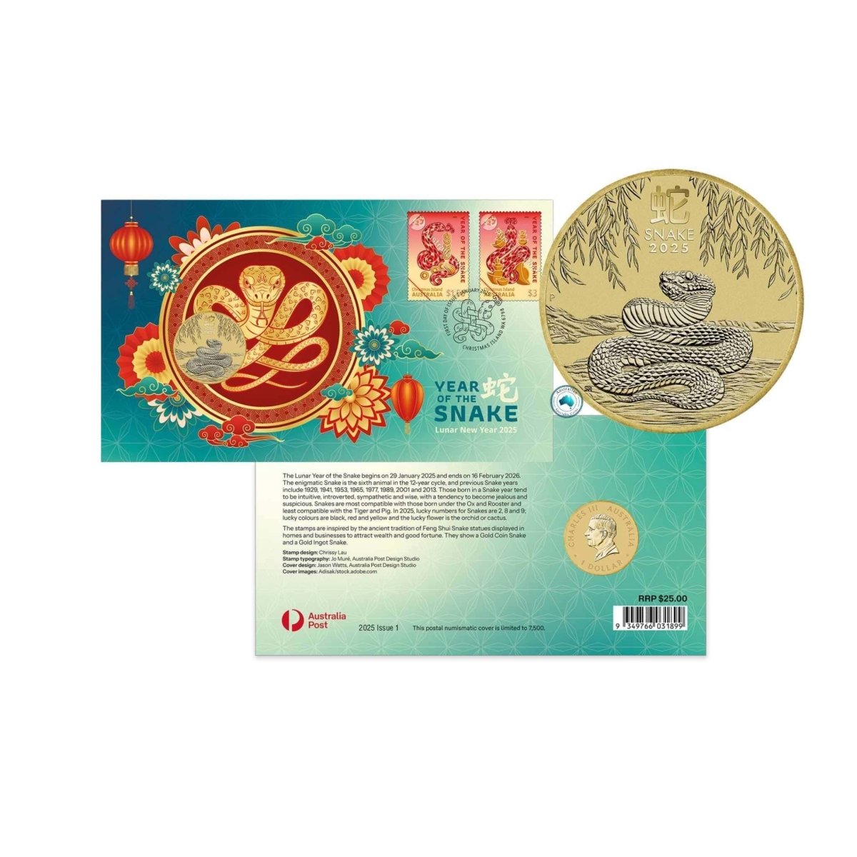 2025 Christmas Island Year of the Snake $1 PNC - Nova Coins