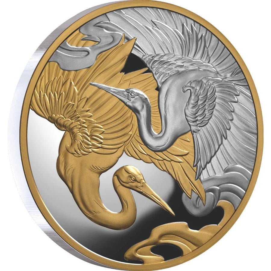 2025 Cranes $1 Gold - plated 1oz Silver Proof Coin - Nova Coins