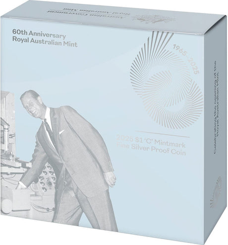 2025 $1 'C' Mintmark Fine Silver Proof Coin - 60th Anniversary of the Royal Australian Mint