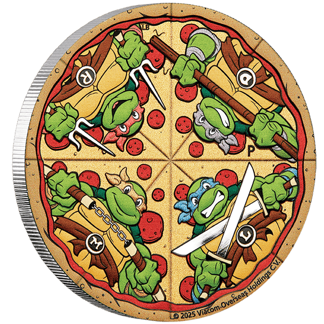 2025 Teenage Mutant Ninja Turtles 2oz Silver Coloured Pizza Coin - Nova Coins