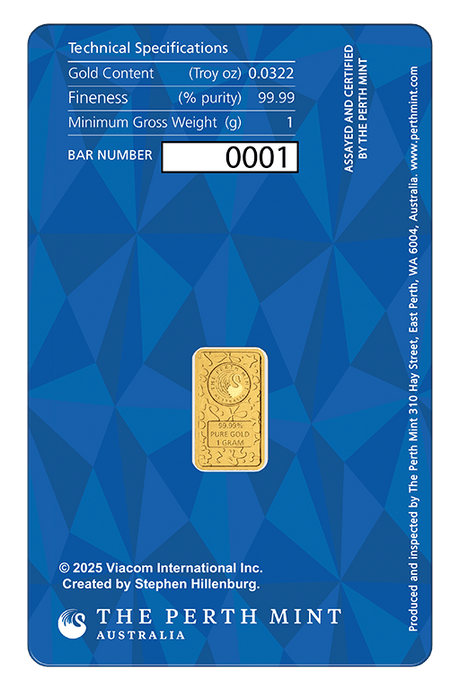 Spongebob Squarepants 2025 1g Gold Minted Bar