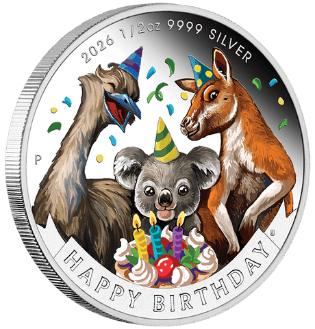 2026 1/2oz Happy Birthday Silver Proof Coloured Coin in Card - Nova Coins