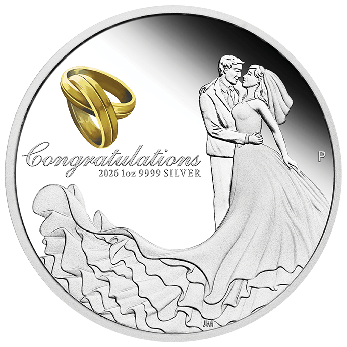 2026 1oz Wedding Silver Proof Coloured Coin - Nova Coins