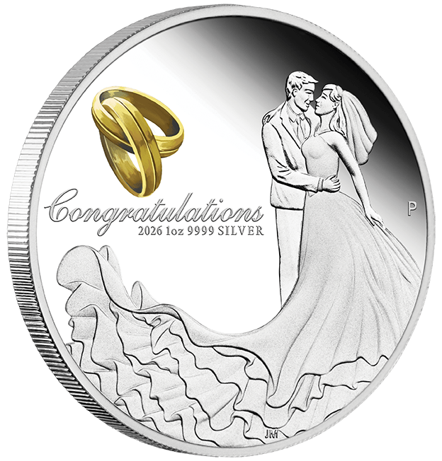 2026 1oz Wedding Silver Proof Coloured Coin - Nova Coins