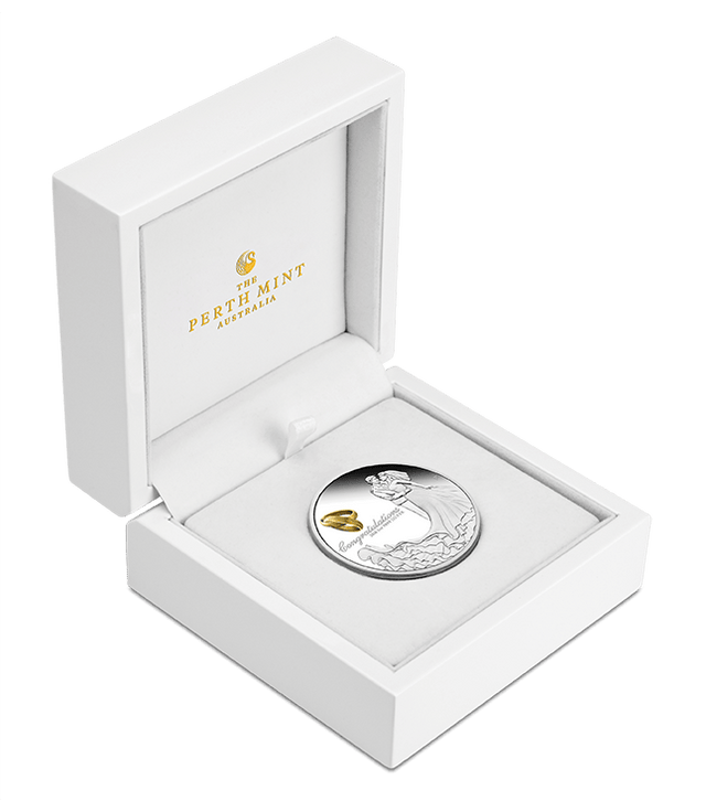 2026 1oz Wedding Silver Proof Coloured Coin - Nova Coins