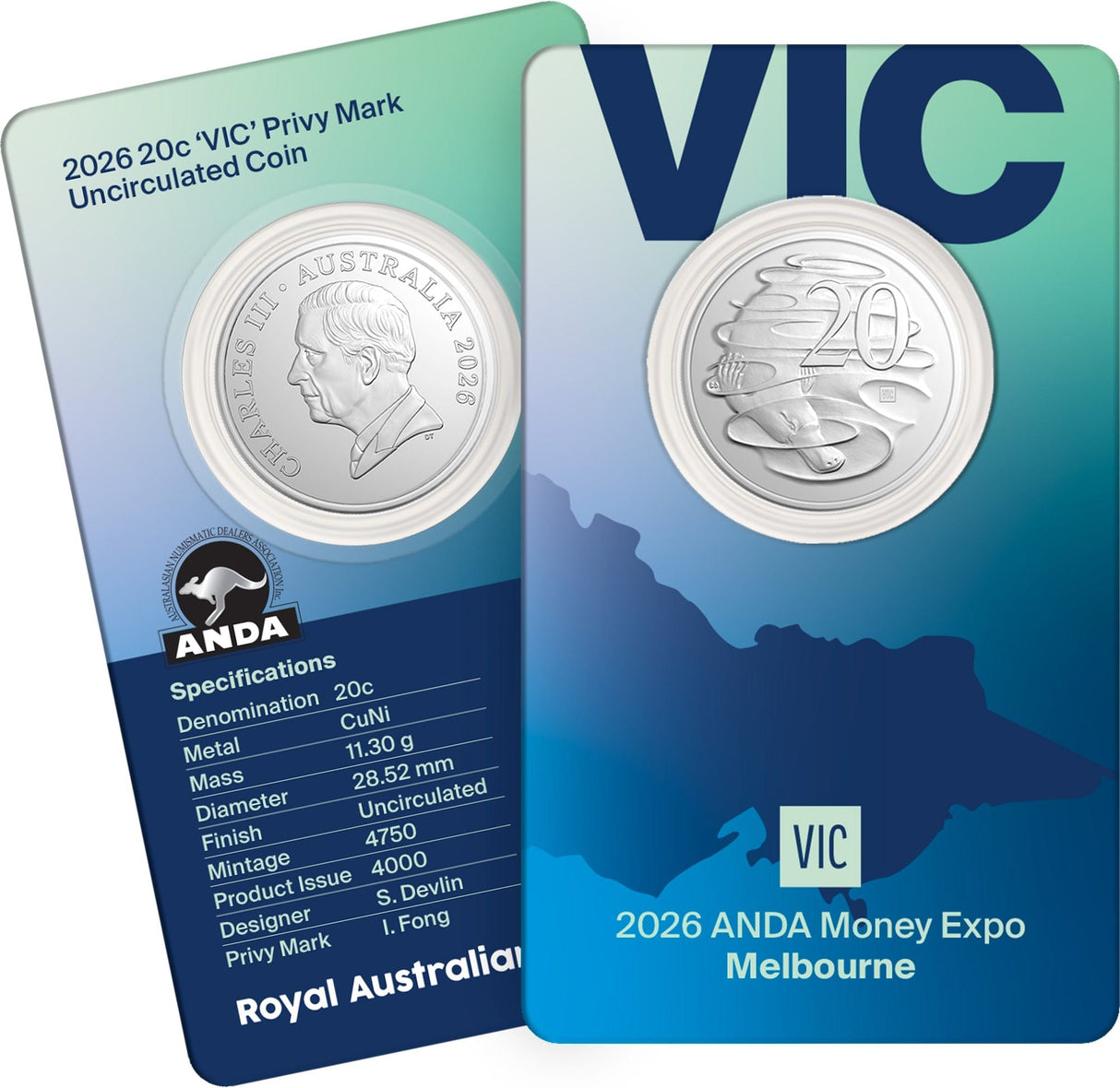 2026 20c ANDA Melbourne Money Expo VIC Privy Mark Uncirculated Coin