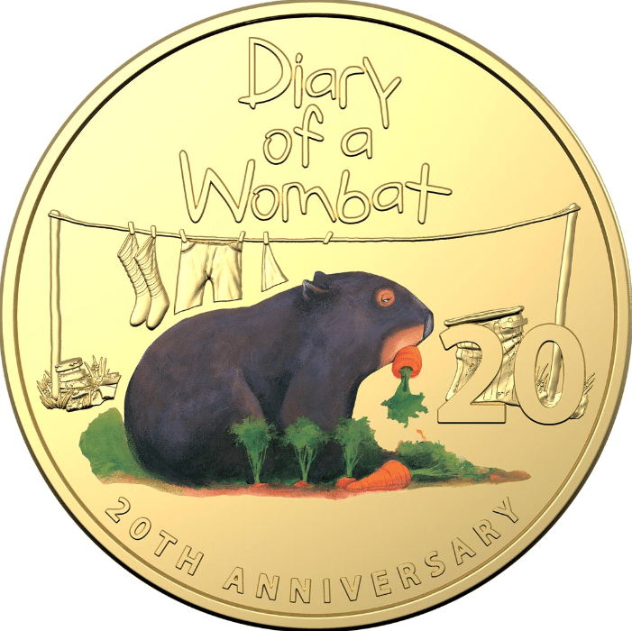 20th Anniversary of Diary of a Wombat - 2022 20c Gold Plated - Nova Coins