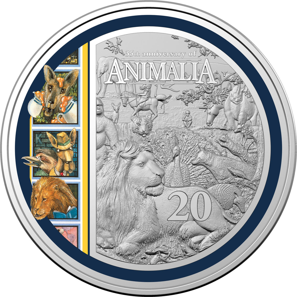 2021 Animalia 35th Anniversary 20c Coloured UNC Coin