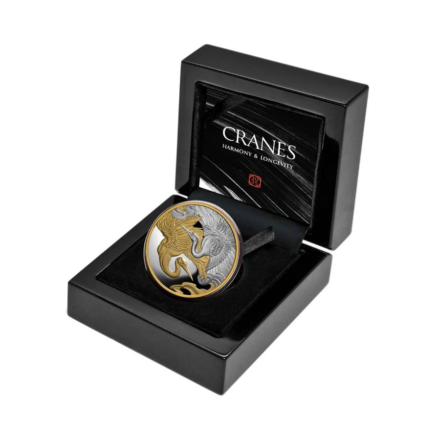 2025 Cranes $1 Gold-plated 1oz Silver Proof Coin