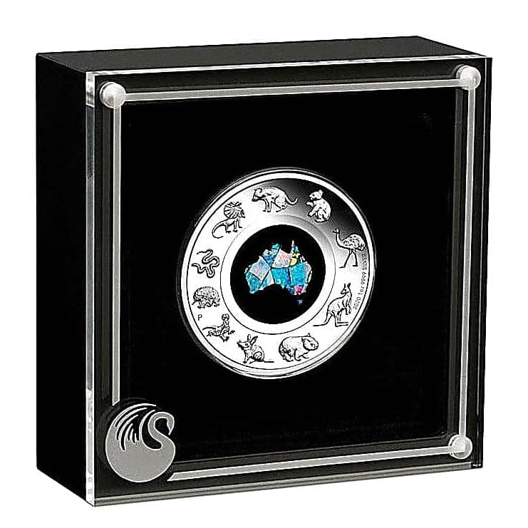 Coin in display case