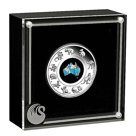 Coin in display case