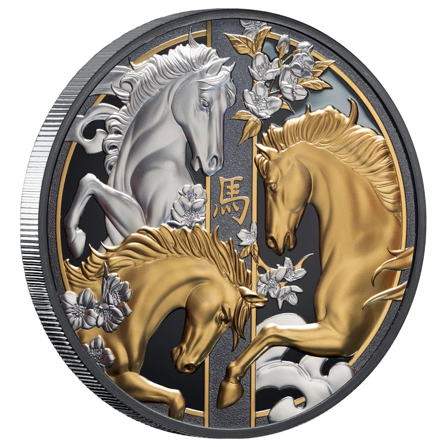 Lunar Year of the Horse 2026 $10 5oz Gold-Plated Silver Black Proof Coin