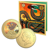 The Rainbow Serpent 50th Anniversary 2025 20c Gold-plated Colour Uncirculated Coin & Deluxe Special Edition Book