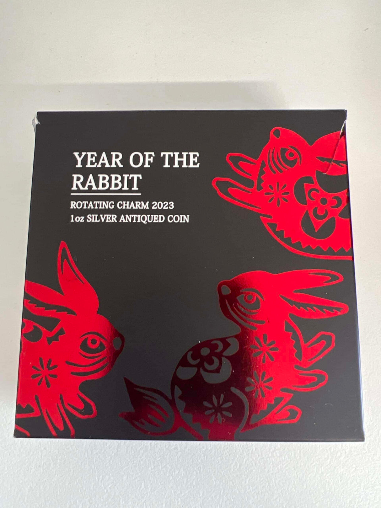 2023 Year of the Rabbit 1oz SILVER $1 Lunar Rotating Charm ANTIQUED COIN