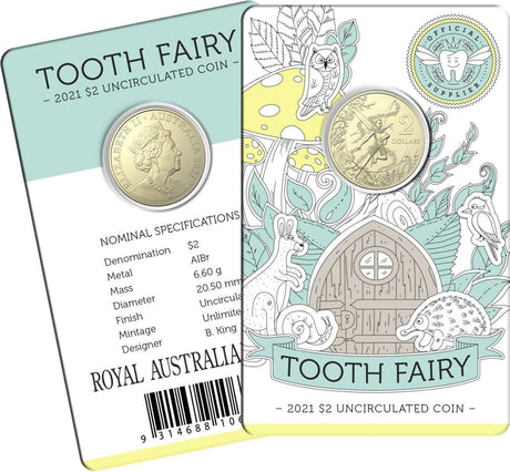 "2021 $2 Tooth Fairy Uncirculated Coin in Card - Nova Coins"