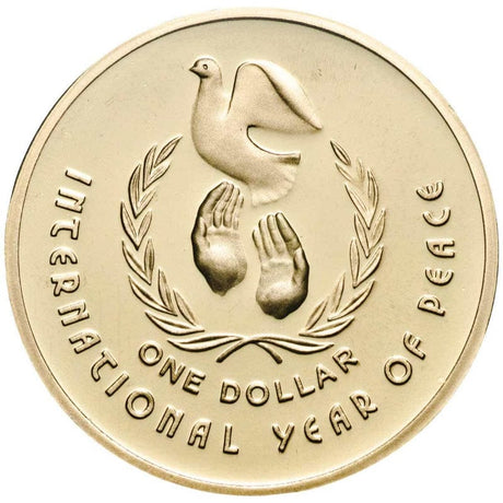 "One dollar international Year of Peace"