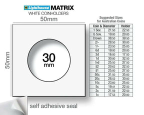"20c Lighthouse 2x2 Self Adhesive Matrix (30mm) - Nova Coins"