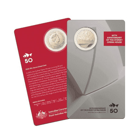 "2023 50th Anniversary of the Sydney Opera House 50 cents Coin UNC - Nova Coins"