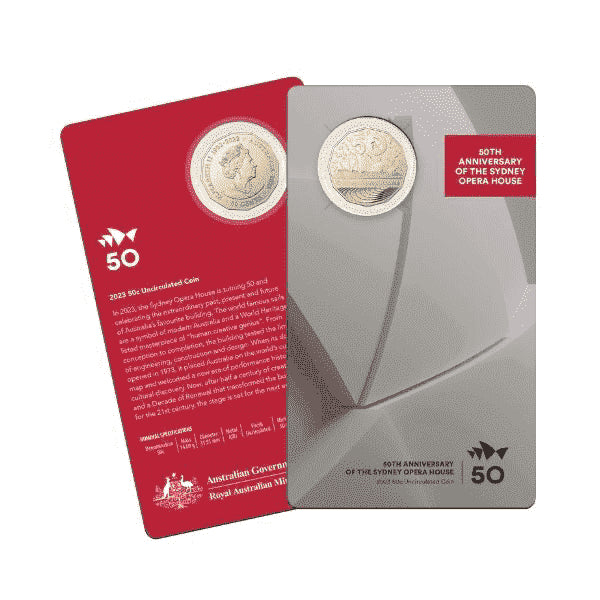 "2023 50th Anniversary of the Sydney Opera House 50 cents Coin UNC - Nova Coins"