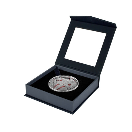 "\"Queen of Hearts 2026 $1 1oz Silver Proof Coin - presentation box open left view\""