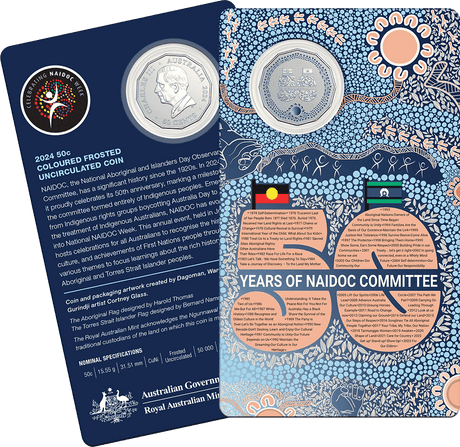 "2024 50c NAIDOC Week Coloured Frosted UNC - Nova Coins"