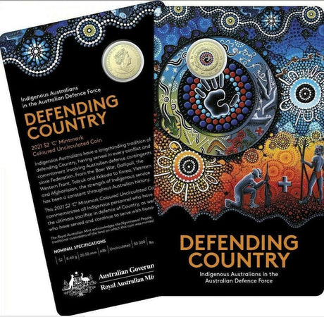 "2021 $2 C - Mintmark Indigenous Military Services - IMS Defending Country Large RAM Carded Coin - Nova Coins"