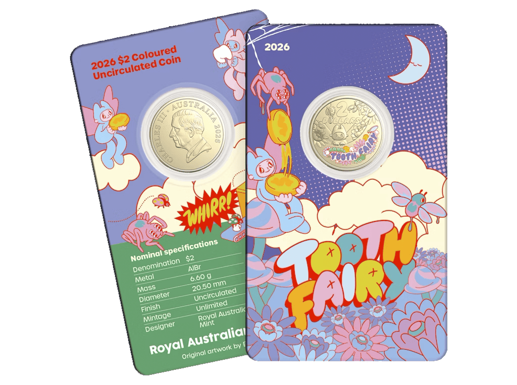 2026 $2 Tooth Fairy Coloured Coin In Kit