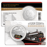 2025 50c Coloured Uncirculated Coin in Card - New South Wales Government Railways AD60 Class Beyer-Garratt 6029