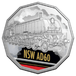2025 50c Coloured Uncirculated Coin in Card - New South Wales Government Railways AD60 Class Beyer-Garratt 6029