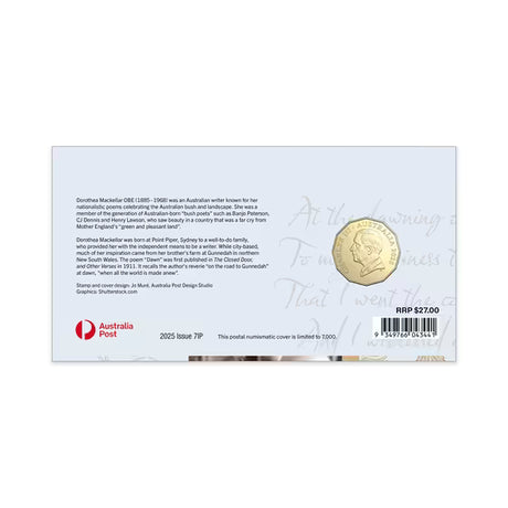 Dorothea Mackellar PNC – Dawn 2025 50c Postal Numismatic Cover
