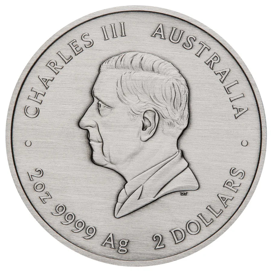 Emu Utingat 2025 2oz Silver Antiqued Coloured Coin